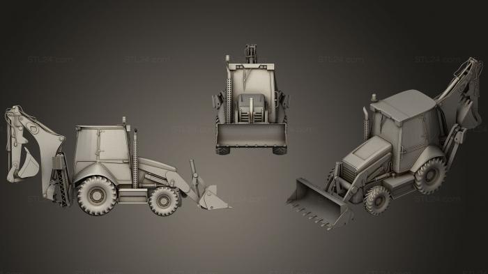Автомобили и транспорт (Экскаватор-погрузчик, CARS_0080) 3D модель для ЧПУ станка